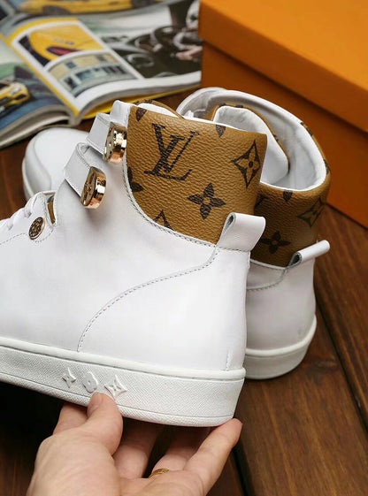 LW - LUV HIgh Top White Brown Sneaker